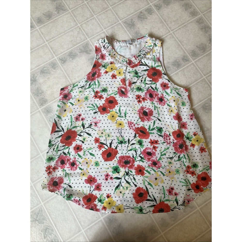 Rose & Olive Polka Dot Tank Tank Lined Red and Yellow Poppy Print Loose Boho